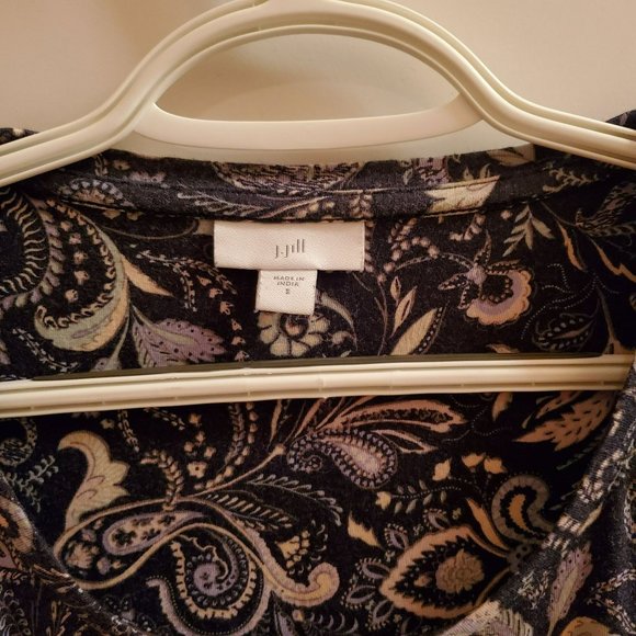 J.Jill Long Sleeve Tunic, Women's Top, Size S, Blue Floral Scoop Neck - Picture 2 of 8